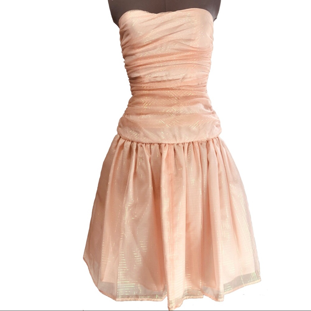 Vintage Peach Iridescent Organza Short Special Occasion Prom Dress Size 4 NWOT